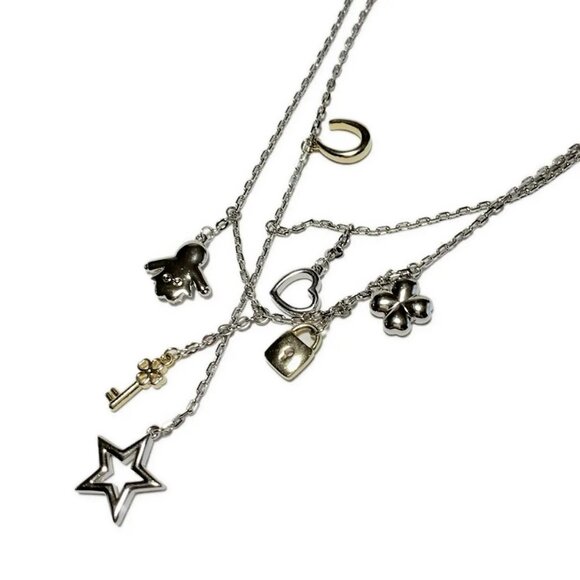 Auth SWAROVSKI - Silver Gold Multi Hardware Swarovski Crystal Necklace - Picture 3 of 4